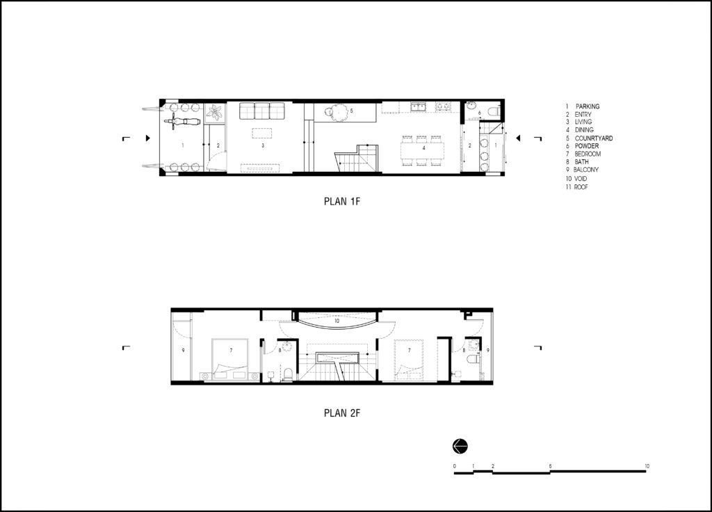 Mặt bằng tầng một và tầng hai.
