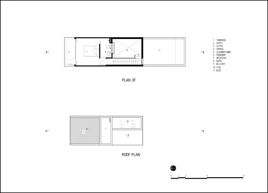 Mặt bằng tầng ba và tầng mái.